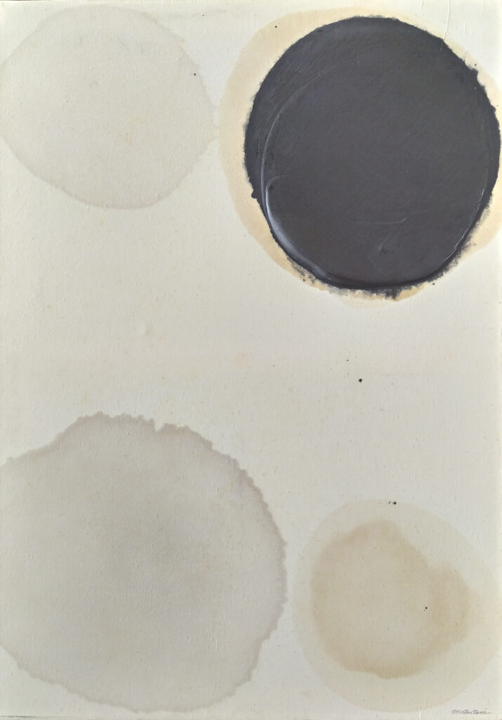 Matsutani Takesada / Cinq Cercles / 1999 / Encre et relief acrylique, papier marouflé sur toile / H. 92 : L. 65 cm